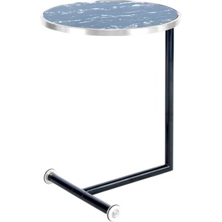 Kayoom Beistelltisch Servant 210, Durch Rollen einfach zu verschieben, runde Tischplatte, C-Form schwarz|silberfarben