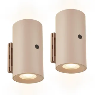 BRILONER - 2er Set LED Wandleuchte, Akku, Touch, dimmbar, Beige | 2er Set, Ohne Stromanschluss, Magnetisch, Wandlampe zum Kleben, Flurlampe, Up- and Downlight, Warmweißes Licht, 6x12cm
