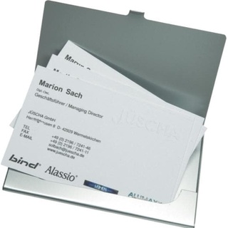 Jüscha, Kartenaufbewahrung, Visitenkartenetui, aus Aluminium, matt silber für ca. 10 Visitenkarten, Maße: (B)93 x (T)60