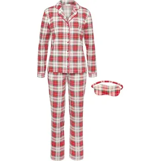 LASCANA Damen Schlafanzug weiß-rot kariert Gr.44/46