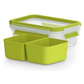 Emsa Lunchbox Clip und Go 518102 Kunststoff, Snackbox, auslaufsicher, mit 2 Einsätzen, 550 ml