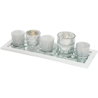 Mambocat B. Glas-Windlicht-Set Pit auf Holz-Tablett - 1001506