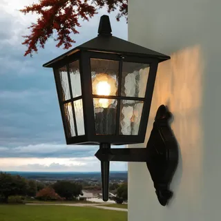 Licht-Erlebnisse Schwarze Wandlampe IP43 Rustikal außen idyllisch LUDGER Außenleuchte Haustür Hof Terrasse