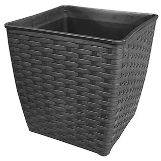 Dehner Kunststofftopf, ca. 32 x 32 x 32 cm, Polyrattanoptik, schwarz