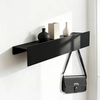 AMONENZ 43 cm Schlüsselboard mit Ablage, Schwarz Modern Schlüsselbrett | Schlüsselablage Wand, Multifunktionales Schlüsselaufhänger, für Wohnzimmer, Schlafzimmer und Büro