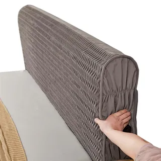 Velvet Kopfteil Cover Gesteppt mit Seitentasche 130/140/160cm Weiches Bettkopfteil Schoner/Bezug/überzug/HussenRutschfest Schutzhülle für Boxspringbett Gepolstert Maschinenwaschbar(240x70cm,Gray C)