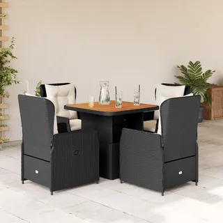 Brokky Gartenmöbel Set mit 4 Verstellbare Hochlehner Stühlen Gartenmöbel Essgruppe Garten Sitzgruppe 4 Personen Sitzgruppe Outdoor Rattan Gartentisch mit Stühlen Set-Schwarz-5-tlg Typ 9