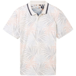 Tom Tailor Herren Poloshirt INSIDE OUT Regular Fit Orange Colorful Leaf Design 31837 M