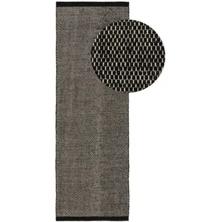 Wollteppich Rocco, benuta, rechteckig, Höhe: 5 mm, Kunstfaser, Berber, Ethno-Style, Wohnzimmer schwarz|weiß 80 cm x 250 cm x 5 mm
