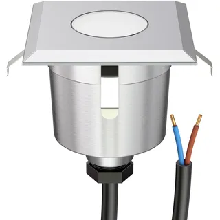 ledscom.de Bodeneinbaustrahler Edelstahl 6 x 6 cm 5,6 cm IP65 warmweiß