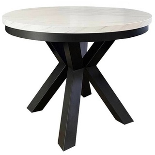 Runder Tisch wohnzimmer ausziehbar 120(200) Schwarz Marmorplatte Narvic