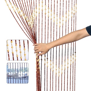 Futchoy Perlenvorhang Boho Vorhänge Türöffnung Vorhänge Bambus Holz Vorhang Perlenvorhang für Türöffnung Raumteiler Türvorhänge hängende Perlen 35.4x68.9inch (Hölzern)