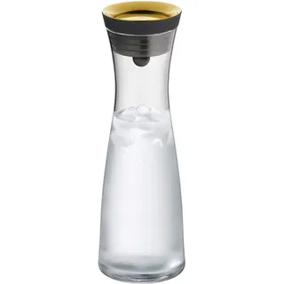 WMF Wasserkaraffe Basic für Kalt- und Warmgetränke, Silikonrand, 1 l Fassungsvermögen, Close-Up-Verschluss ink. integriertem Sieb, spülmaschinengeeignet goldfarben