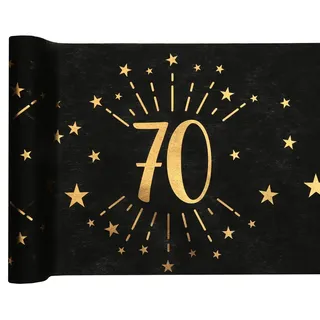 SANTEX Schwarz-goldener Tischläufer, 70 Jahre