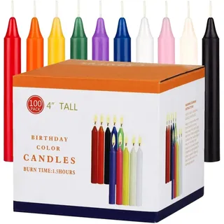 100 Stück Stabkerzen, 10 Farben – Mini Duftlose Kerzen, Chime-Kerzen für Rituale, Zauberarbeiten, Zeremonien, Feiertagsdekoration, Halloween und besondere Anlässe