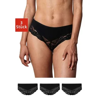 SNOCKS Hipster Panties mit Spitze | Schwarz | M