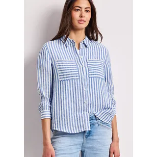 STREET ONE Hemdbluse mit Streifen Muster Blau 40