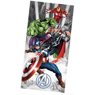 MTOnlinehandel Badetuch »Avengers 70x140 cm, 100 % Baumwolle, Marvel's Avengers Heroes«, Baumwolle (1-St), Captain America, Iron Man, Hulk & Thor Bade- / Strandtuch für Kinder bunt