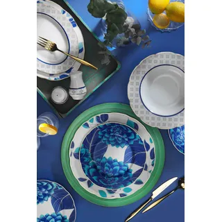 Elegantes 53-teiliges Speiseservice, 100% Porzellan | Inklusive Servierteller, Schüsseln, Platten und Streuer | Perfekt für besondere Anlässe