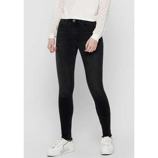 Ankle-Jeans ONLY "ONLBLUSH LIFE" Gr. S, Länge 32, schwarz (black denim) Damen Jeans 5-Pocket-Jeans Röhrenjeans mit fransigen Säumen