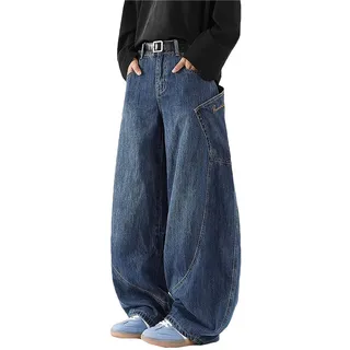 Sawmew Herren Baggy Jeans Y2K Hip Hop Jeans Männer Weite Beinform Skater Jeans Lässige Lockere Passform Denim Hose - XL