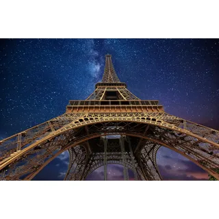 Papermoon Fototapete PAPERMOON "EIFFELTURM-ABSTRAKT DESIGN PARIS STERNE HIMMEL TAPETE", bunt, B:2,5m L:1,86m, Vlies, Tapeten