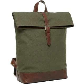SID & VAIN große Rolltop Rucksack echt Leder - 15 Zoll Laptop Lederrucksack Carter L - Rucksack zum Rollen mit Laptop-Fach - Lederrucksack Herren und Damen grün handgefertigt