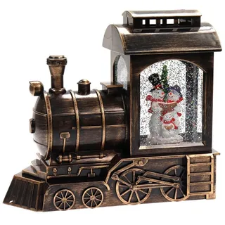 Ellug Schneekugel winterliche Lokomotive 21,5 cm schwarz