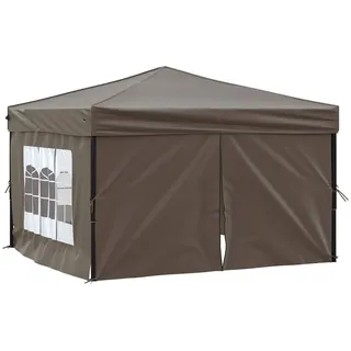 vidaXL Partyzelt Faltbar mit Seitenwänden Taupe 3 x 3 m 