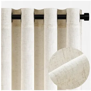 Topfinel Gardine Leinen Vorhänge Stores Gardinen mit Ösen für Wohnzimmer Boho (1 St), Ösen, halbtransparent, schiebegardinen schlafzimmer kinderzimmer beige 300 cm x 280 cm