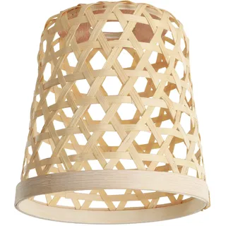 EGLO Lampenschirm Capoliveri-E, Leuchtenschirm Wohnzimmer, Boho Schirm für Hängelampe, Tischleuchte oder Wandleuchte, Holz in Natur, ⌀ 16 cm