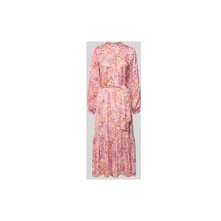 Midikleid aus Viskose mit Bindegürtel, Rosa, 38