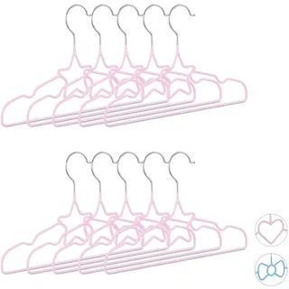 Relaxdays Kleiderbügel Set Metall Rosa/Silber 10 St.