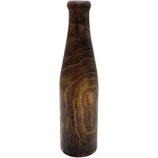 Holz Blumenvase xxl Flasche braun - 40 cm - Deko Vase für Kunstpflanzen - Tischdeko Fensterdeko für Pampasgras Trockenblumen