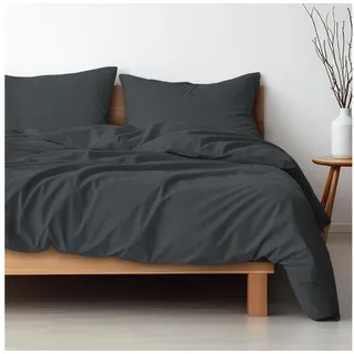 Hausfelder Bettwäsche Set Schwarz 200 x 200 cm + 2 x 80 x 80 cm
