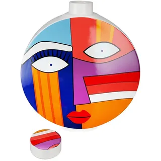 Gilde, Vase, Deckelvase Grafic Face bunt gross