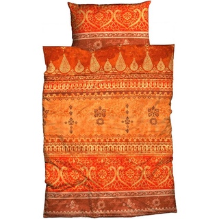 Bettwäsche Indi, CASATEX, Biber, 2 teilig, trendige, gemusterte Bettwäsche orange 1 St. x 135 cm x 200 cm