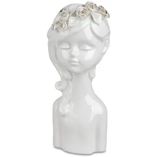 formano Deko Figur Mädchen als Blumenvase 28cm Weiße Keramik Blumenvase Skulptur Mädchenfigur Dekovase Tischdeko