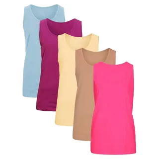 bonprix Longtop (Packung, 5-tlg) figurumspielende Passform, po-bedeckend blau|bunt|gelb XL (48/50)