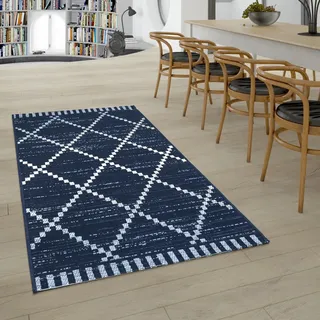 Paco Home Outdoor-Teppich 80 x 150 cm Blau/Weiß