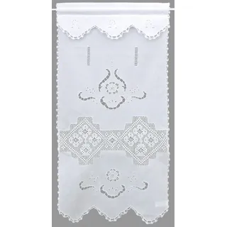 HOSSNER - ART OF HOME DECO Panneaux Bondone, Stangendurchzug (1 St), halbtransparent, Wirkware, Häkelspitze - ECHTE Handarbeit weiß 45 cm x 130 cm