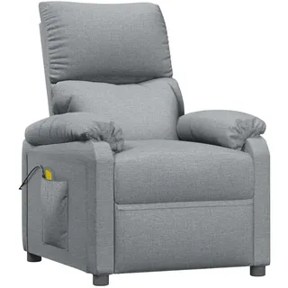 vidaXL Massagesessel Hellgrau Stoff 92 x 101 x 0 cm Grau mit verstellbarer Rückenlehne und Massagefunktion