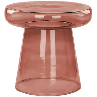 Beliani Beistelltisch Rauchglas rot rund 39cm Wohnzimmertisch Couchtisch Retro Caldera