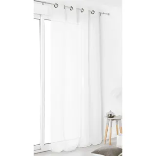 Linder 0170/10/375FR Gardine mit Ösen, Leinen, 145 x 260 cm, Weiß
