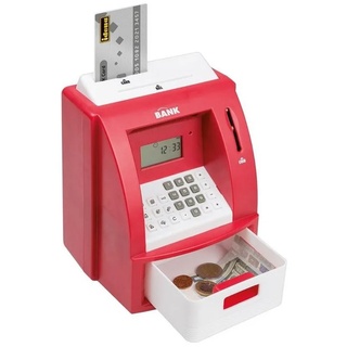 Idena Spardose Geldautomat 50061, digitale Spardose mit Sound Münzzähler rot rot