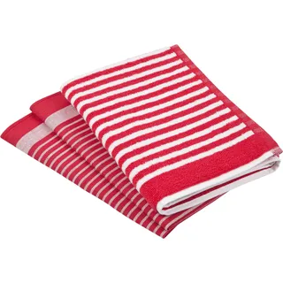 Ross Geschirrtuch "Exclusiv", rot, 3 Stk., 100 % Baumwolle 50 % Baumwolle 50 % Leinen, 100% Baumwolle, 50% Baumwolle, 50% Leinen, Geschirrtücher, Geschirrtuch, 1x Küchen-Frottiertuch 50x50 cm Streifen u. 2x Geschirrtücher 50x70 cm
