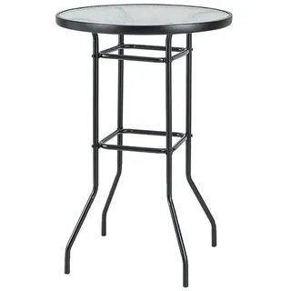 KOMFOTTEU Gartentisch Beistelltisch, aus Metall und Glas, Ø68cm schwarz