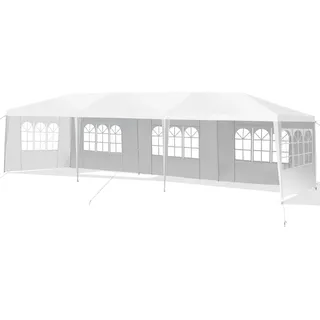 Costway Gartenpavillon 3 x 9 m inkl. Seitenwände weiß