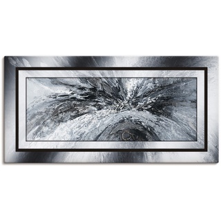 Wandbild ARTLAND "Schwarz - weiß abstrakt 1" Bilder Gr. B/H: 150 cm x 75 cm, Leinwandbild Muster, 1 St., schwarz Kunstdrucke