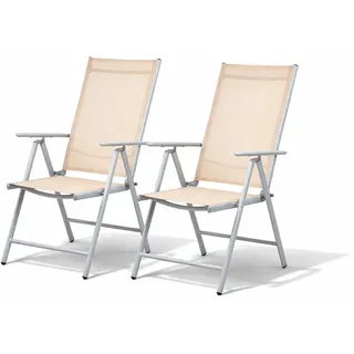 Mojawo Garten Klappstuhl 54 x 64 x 106 cm silbergrau/beige 2 St.
